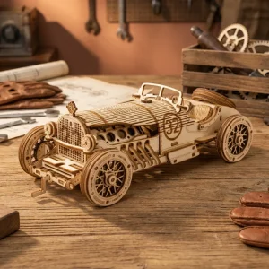 Auto de Course Vintage n°32 - Maquette Puzzle 3D en Bois