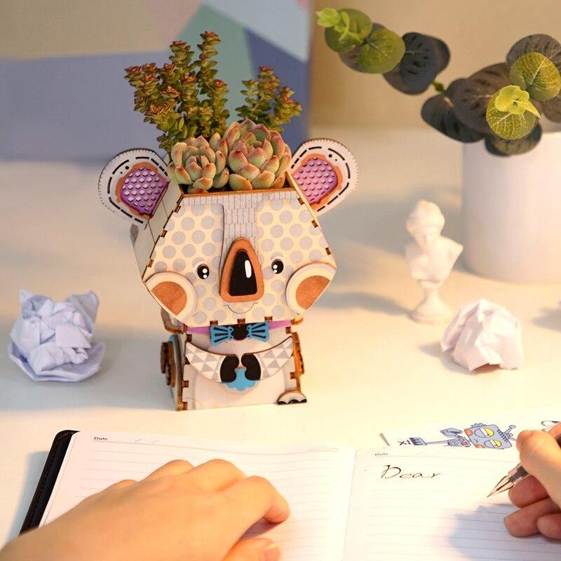 Puzzle 3D bois | Pot de fleur Koala – Image 3