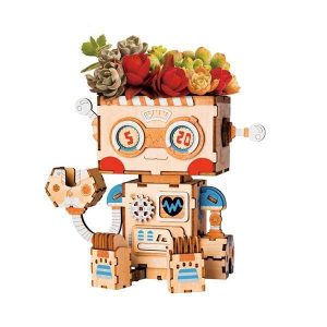 Puzzle 3D bois | Pot de fleur Robot